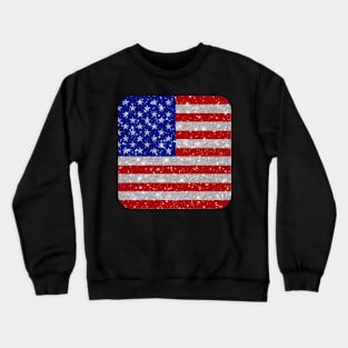 American Flag Glitter Sticker Crewneck Sweatshirt